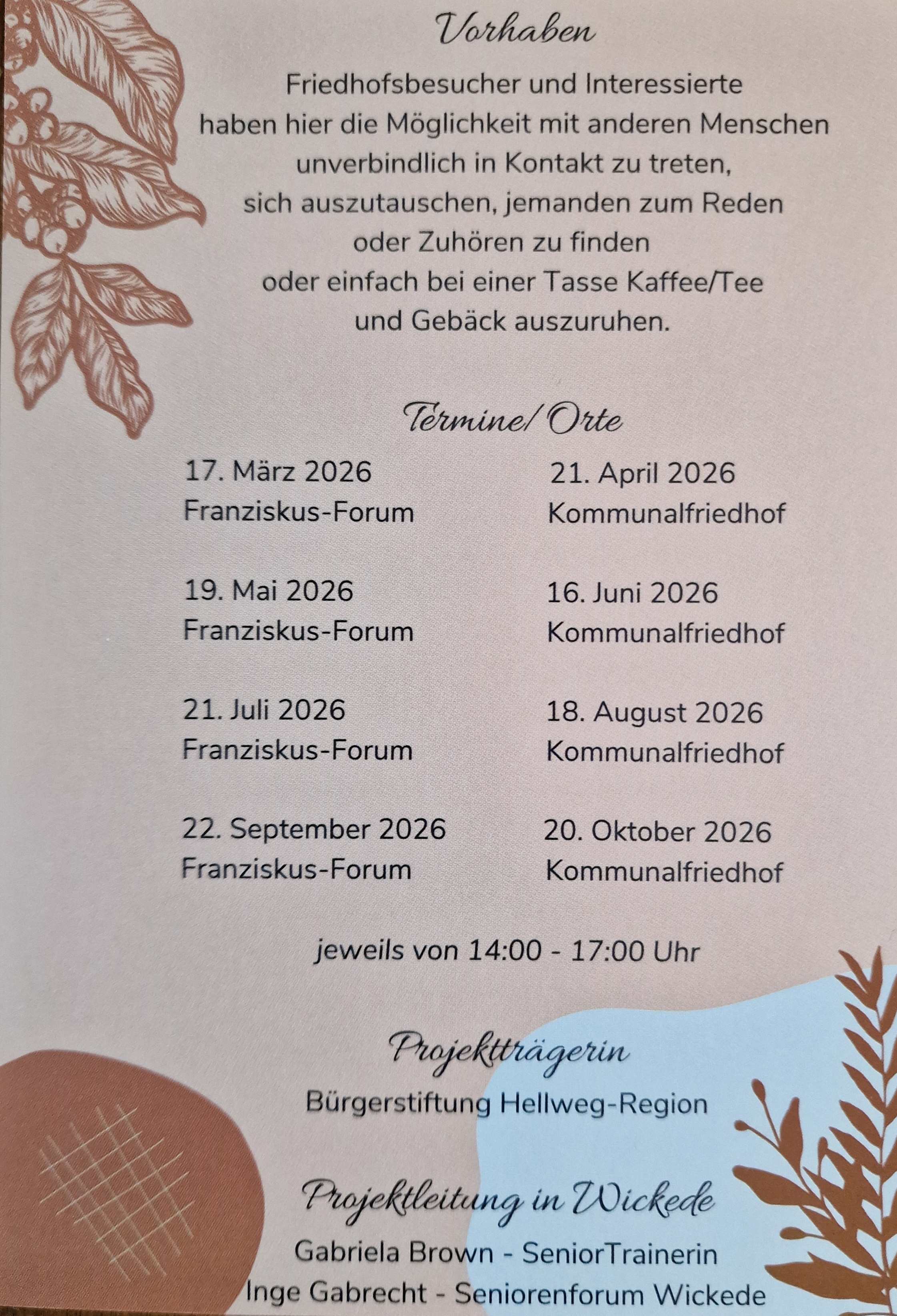 Flyer zum Friedhofstreff